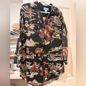 Western Print Button-Up Shirt